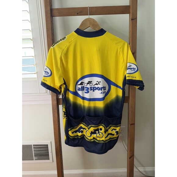 Garneau Cycling Jersey XL Yellow All3Sports Short Sleeve Full Zip Back Pockets - Picture 1 of 4